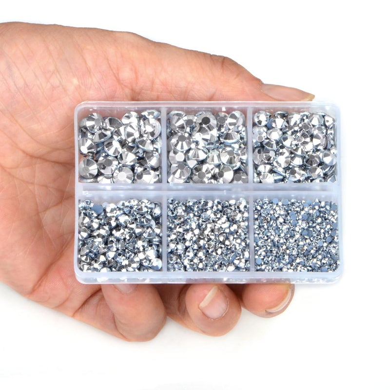 LPBeads 6400 Pieces Gold and Silver Hotfix Rhinestones Flat Back 5 Mixed Sizes Crystal Round Glass Gems with Tweezers and Picking Rhinestones Pen - Image 4